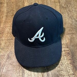 New Era Black Cap with White and Red Logo